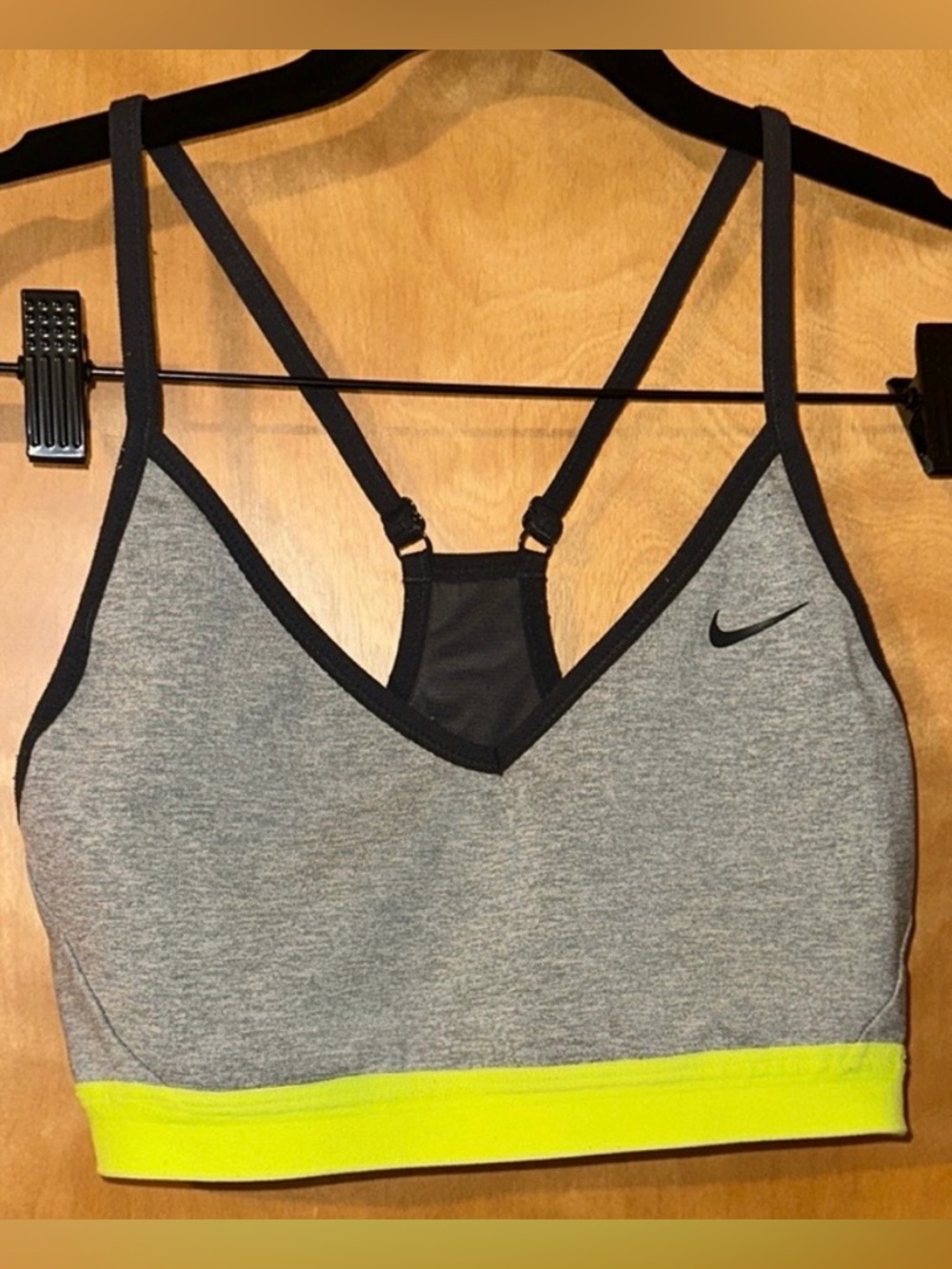 Nike Grey Sports Bra with Neon Yellow Band